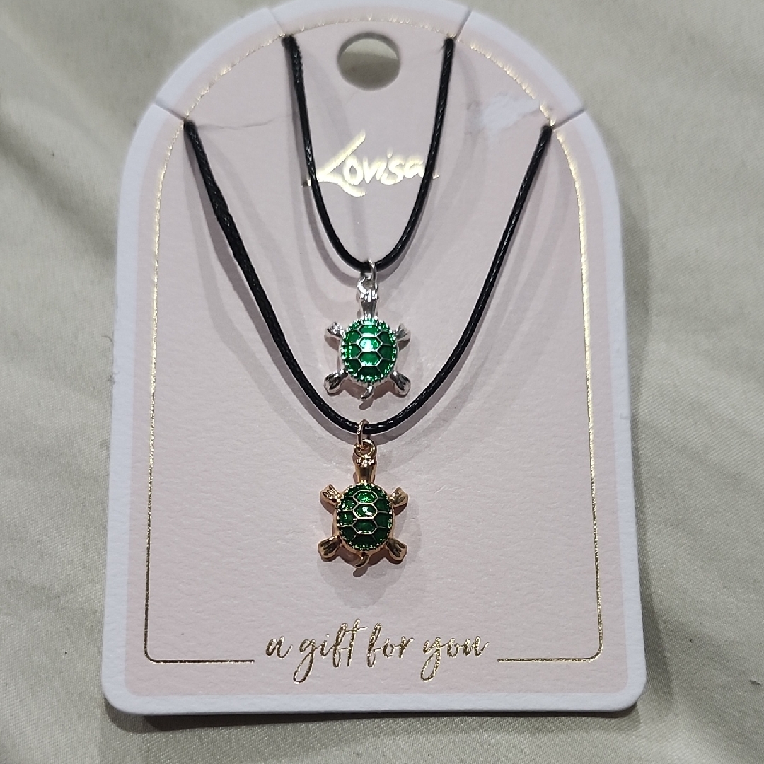 Louisa Green Turtle Charm Necklace Set